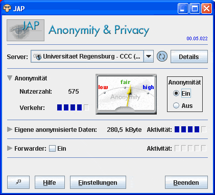 JAP Benutzeroberfläche