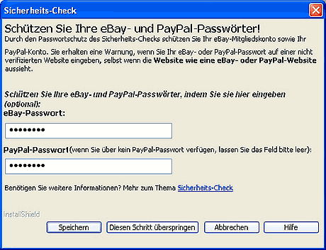 Bei der Installation werden die Passw&ouml;rter gesch&uuml;tzt