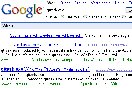 Prozesssuche auf google