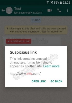 Verdächtiger Link Zweite Warnung, Bildquelle:wabetainfo.com