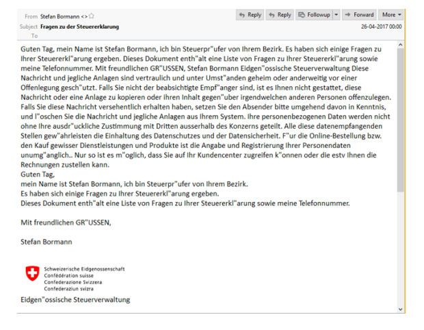 Die Phishing-Mail, Bildquelle: polizei-praevention.de