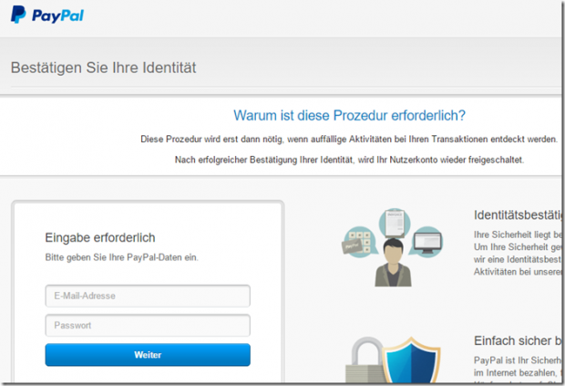 Paypal-Fake-Meldung