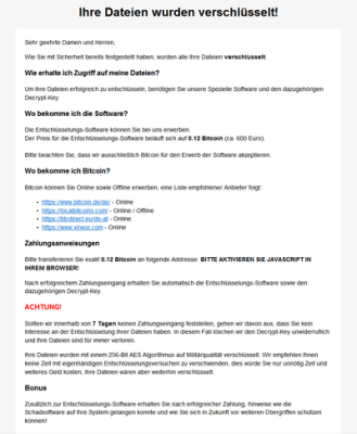 Erpressernachricht von Ordinypt, Bildquelle: G DATA