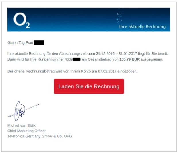 Die Fake Mail mit persönlicher Anrede und Kundennummer, Bildquelle: CERT-Bund