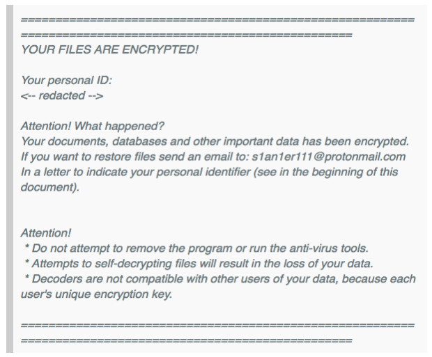 Die Erpressermeldung, Bildquelle: Emsisoft