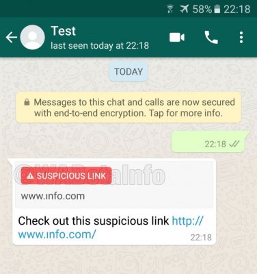 Verdächtiger Link Erste Warnung, Bildquelle:wabetainfo.com