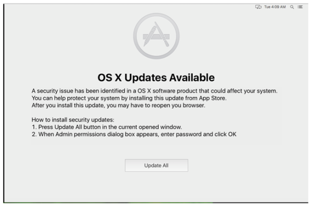 Das angebliche OS X Update, Bildquelle: Checkpoint