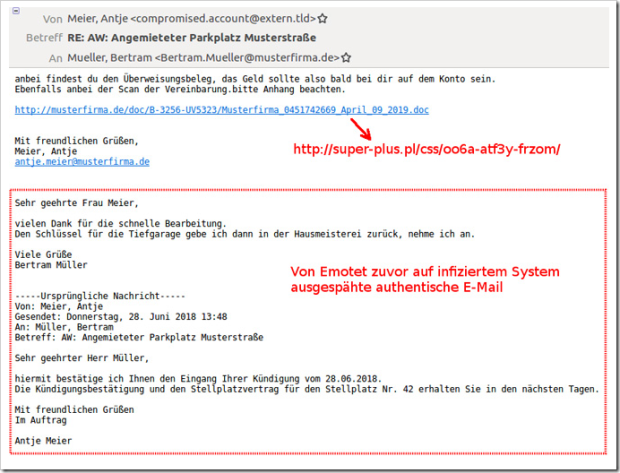 Emotet-Mail-Beispiel, Bildquelle: CERT-Bund/BSI