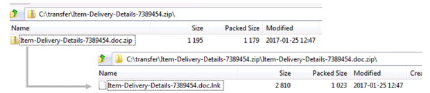 Zip-Archiv der Spam-Mail, das  bösartige LNK-Datei transportiert, Bildquelle: Microsoft