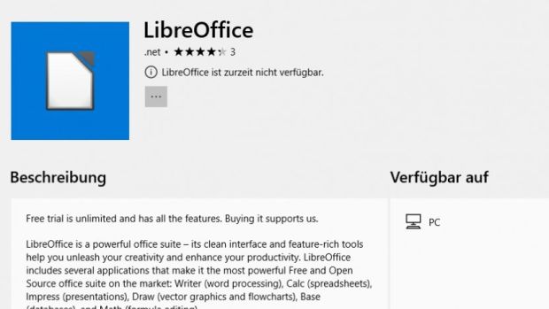 Im Microsoft-Store befand sich eine gefälschte Libreoffice-Version, Bildquelle: golem.de