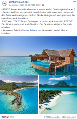 Fake Gewinnspiel Lufthansa, Bildquelle: mimikama.at