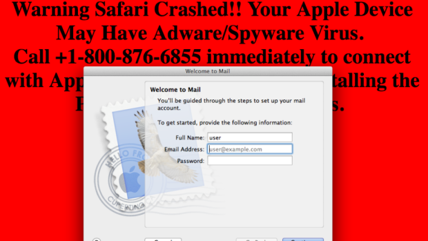 Die angezeigte Viruswarnung enthält eine gefälschte Nummer des Apple-Supports, Bildquelle: Malwarebytes