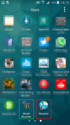 Grün – legitime World Weather App; Rot – bösartige Version, Bildquelle: welivesecurity.com