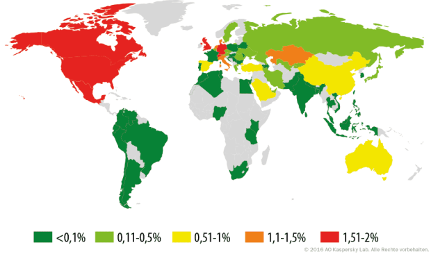 Angriffe mobiler Ransomware, Quelle: Kaspersky Lab