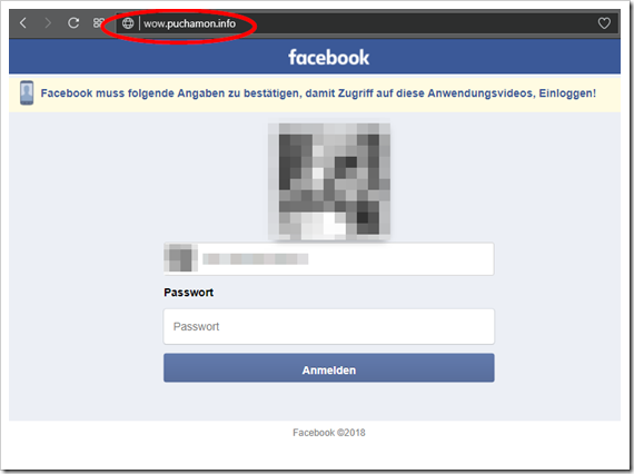 Facebook-Betrugswelle, gefälschte Login-Seite, Bildquelle: mimikama.at
