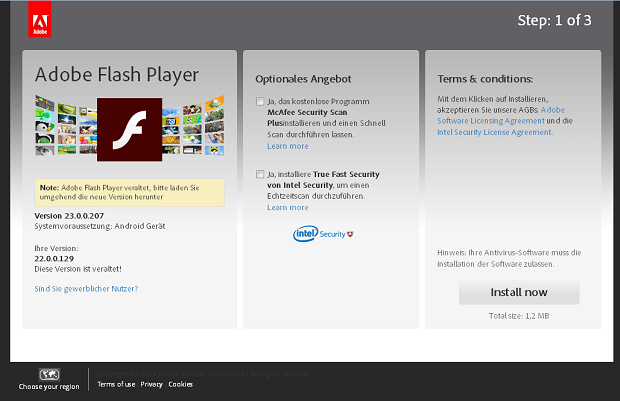Die gefälschte Webseite, Bildquelle: gdata.de