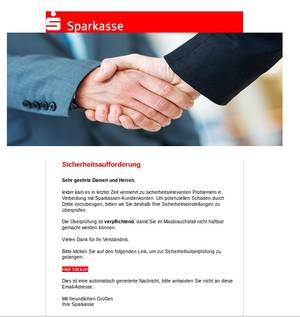 Angebliche Sicherheitsaufforderung der Sparkasse, Bildquelle: polizei-praevention.de